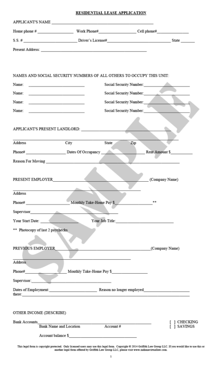 Residential Lease Application